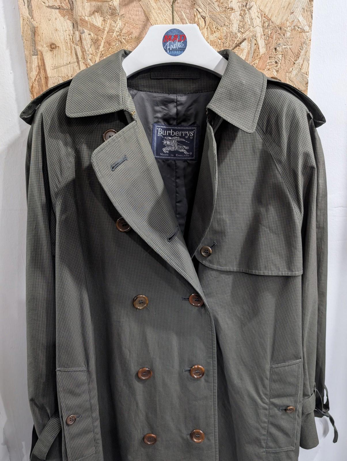 Burberry Trench Coat Women Size 14-16 Long Check Lined Made England Khaki Green