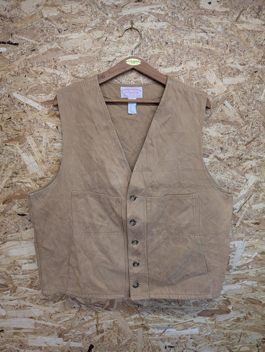 Filson Moleskin Vest Mens XL Beige Tan Cotton Waistcoat Gilet Body Warmer