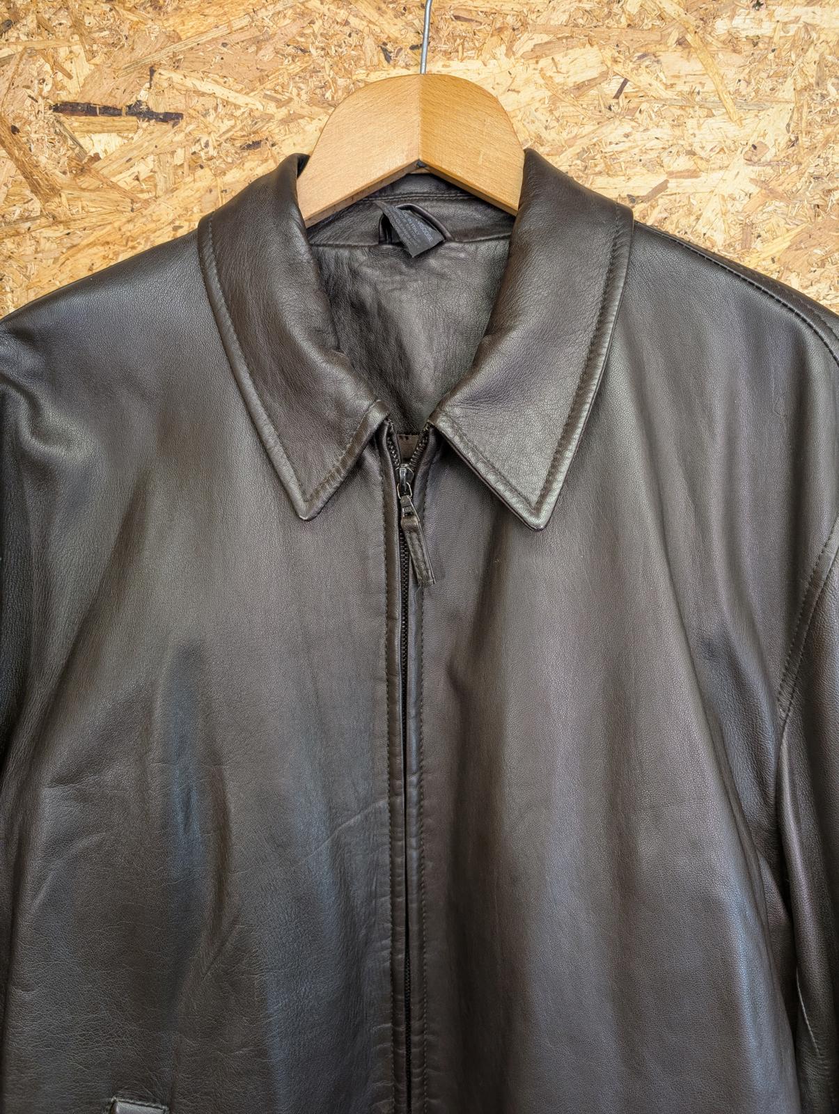 Latini Leather Jacket Mens Size XL Brown Made In Italy Simple Zip Front