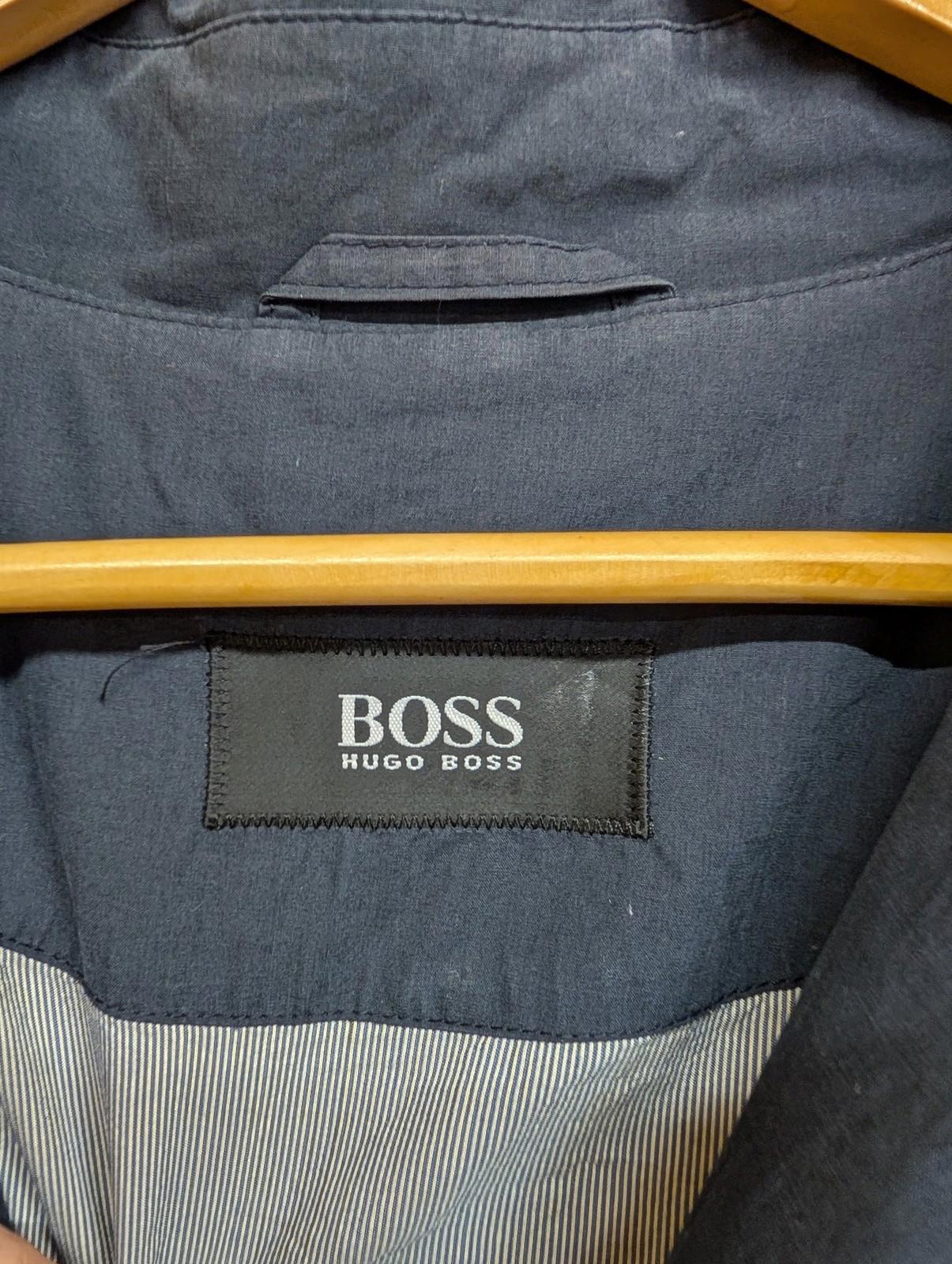 Boss Falcon Trench Coat Mens 2XL 52 Mac Button Front Navy Blue Vintage 90s