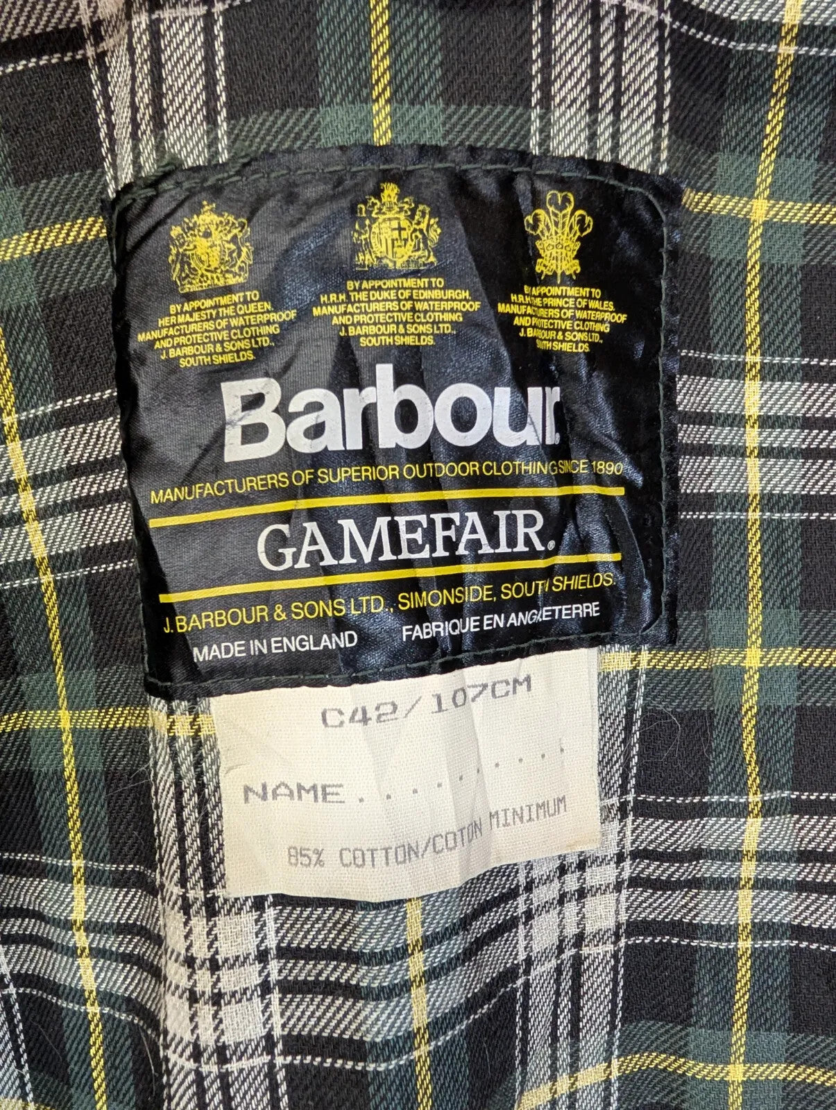 Vintage Barbour Gamefair Wax Jacket Large C42 107cm Olive Green A123 Cotton 80s