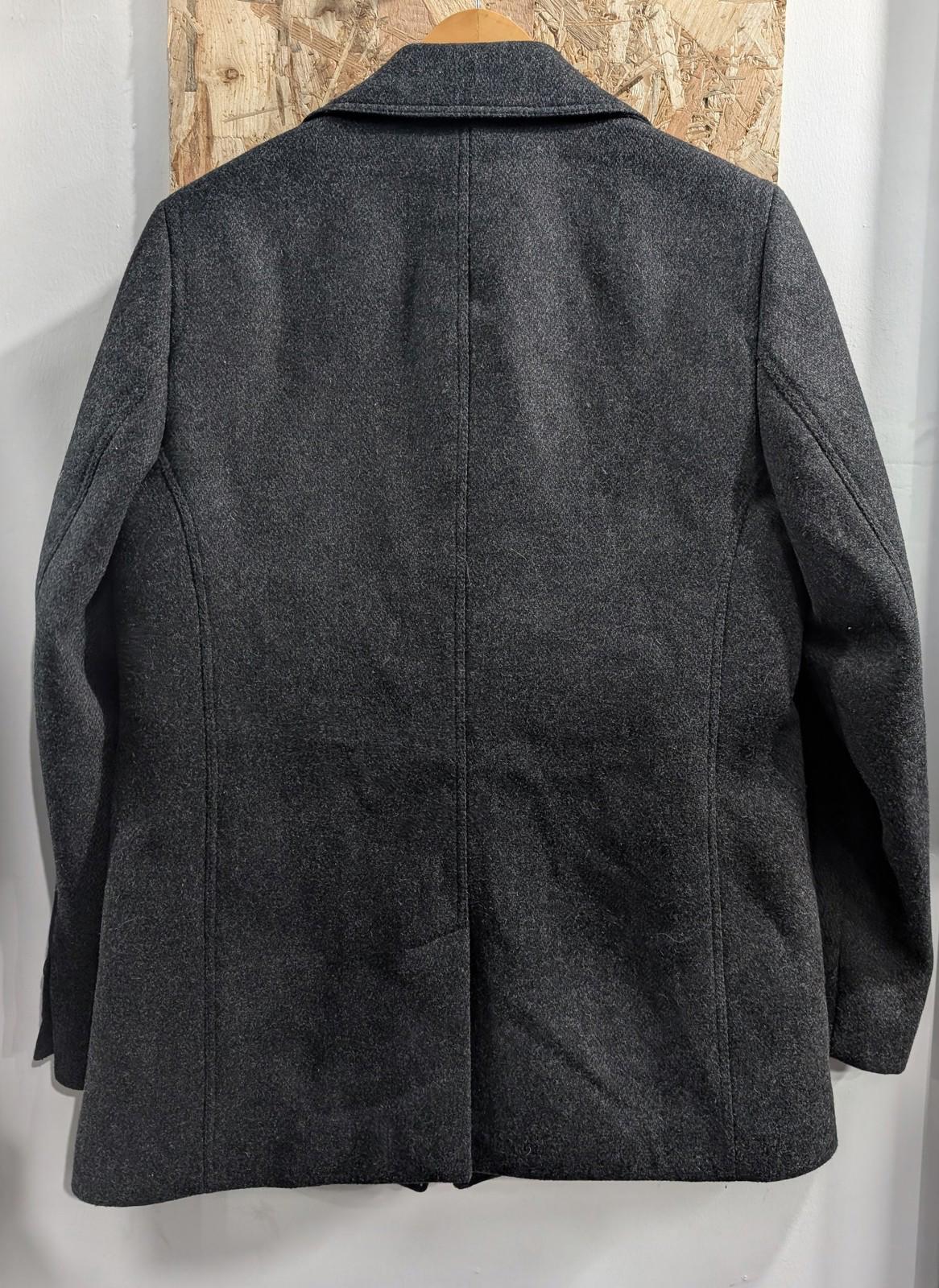 Ted Baker Pea Coat Mens Size 2 Wool Blend Double Breasted Charcoal Grey