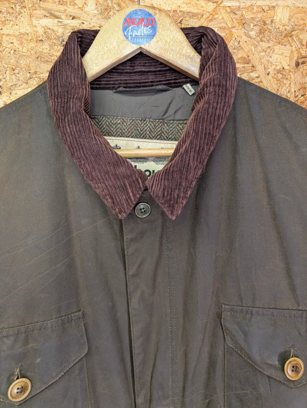 Barbour Romeldale Wax Jacket Mens XL Olive Green Tweed Padded MWX1214OL91
