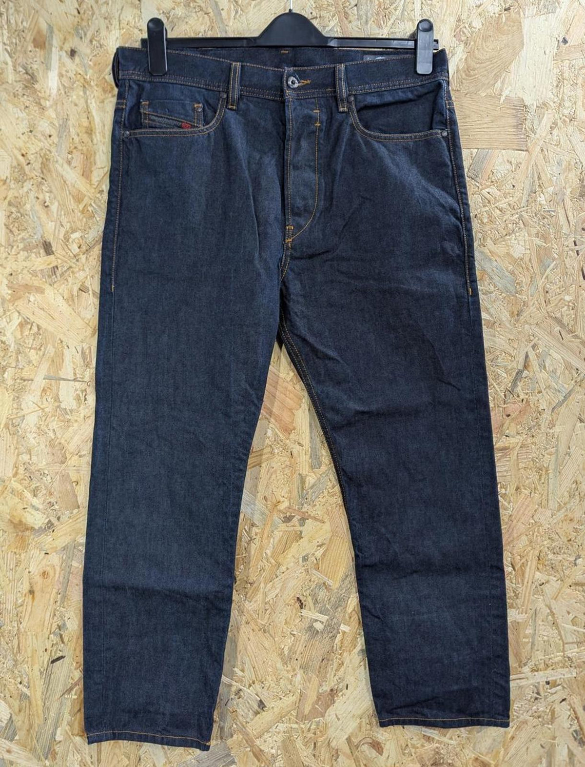 Diesel Rhial-R Jeans W32 L32 Men Raw Rigid Navy Blue Denim Slim Carrot Fit R8E50