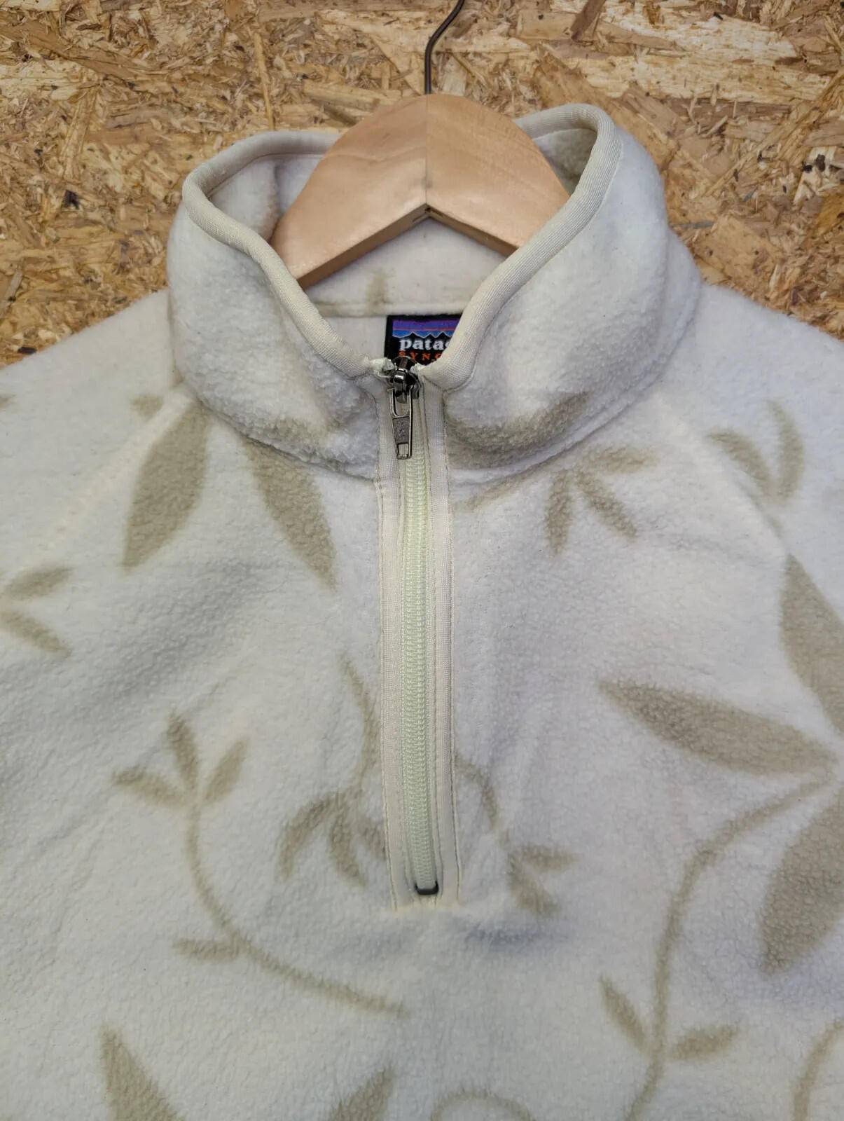 Patagonia Synchilla Fleece Pullover Women Medium Ivory Floral Snap-T Cream White