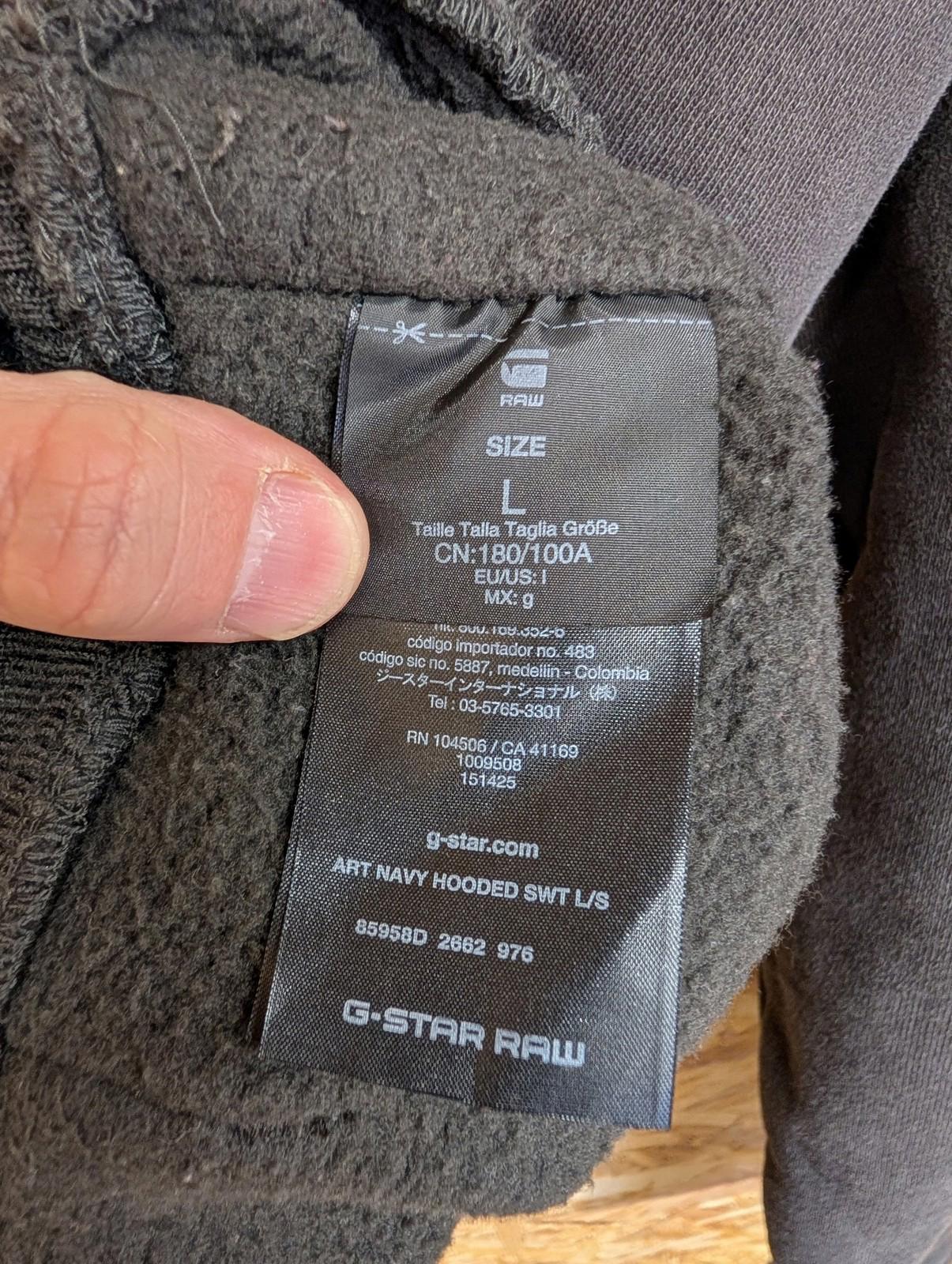 G-Star Raw Hoodie Men Large Graphic Pullover Black Charcoal Side Zip Heavyweight