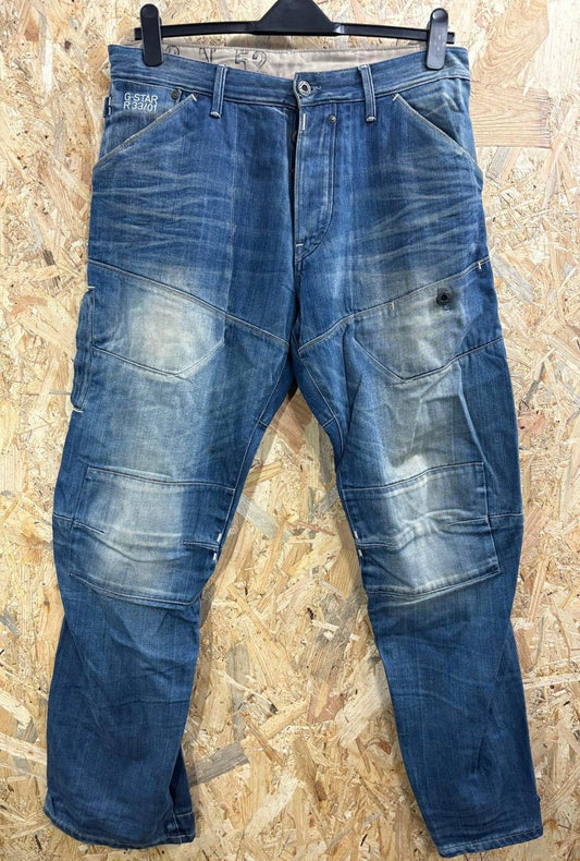 G-Star Trail 5620 Loose Jeans W34 L32 Men Buckle Back Cinch Blue Vintage Y2K