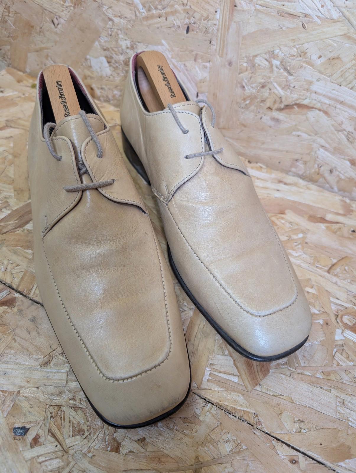 Ted Baker Mens UK 9 Oxford Formal Shoes Shine Leather Beige Classic Lace Cream