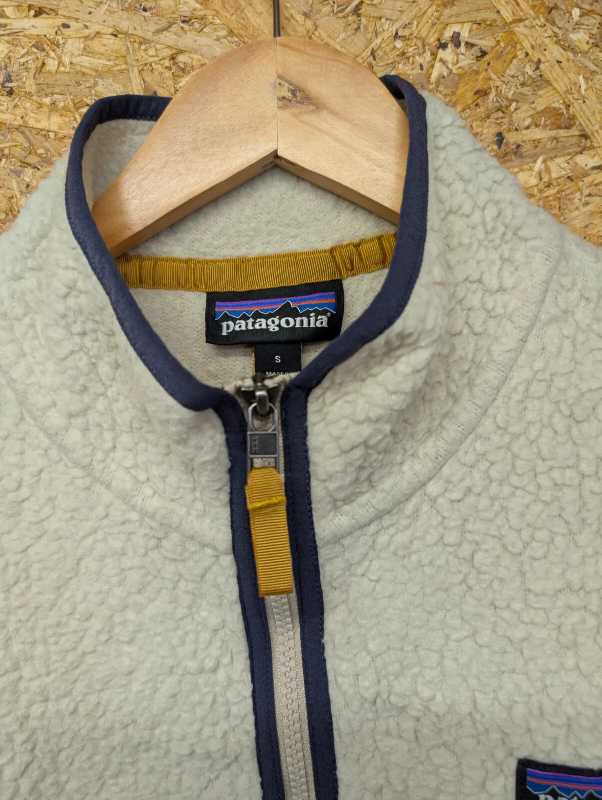 Patagonia Deep Pile Fleece Pullover Jacket Womens Small Cream Retro Sherpa Zip