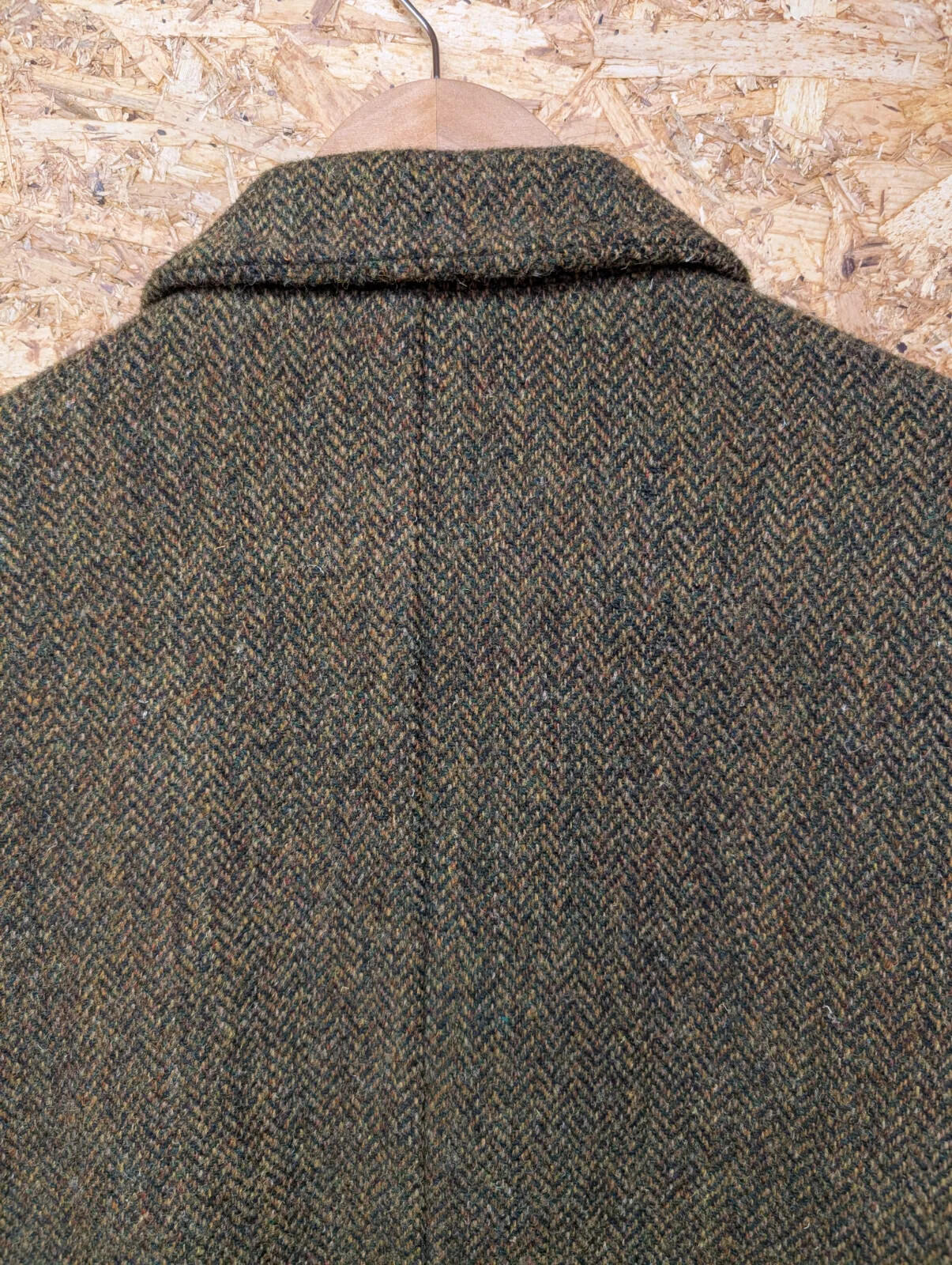 John Partridge Tweed Chore Jacket Mens Large Brown Green Island Wool Herringbone