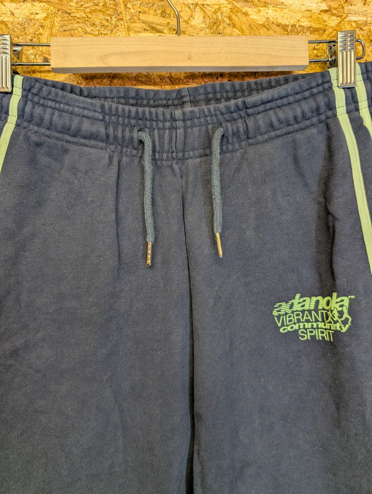 Adanola Joggers W30 L30 Navy Cotton Brushed Fleece Logo Print Striped Sweatpants