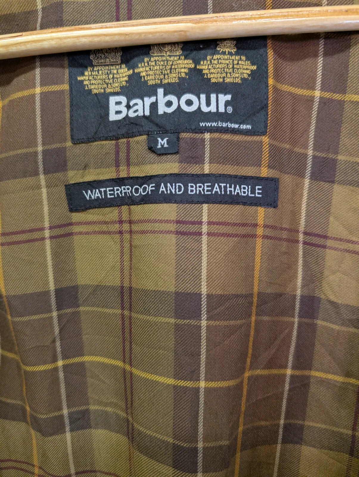 Barbour Beaufort Jacket Mens Medium Brown Lightweight Waterproof Breathable