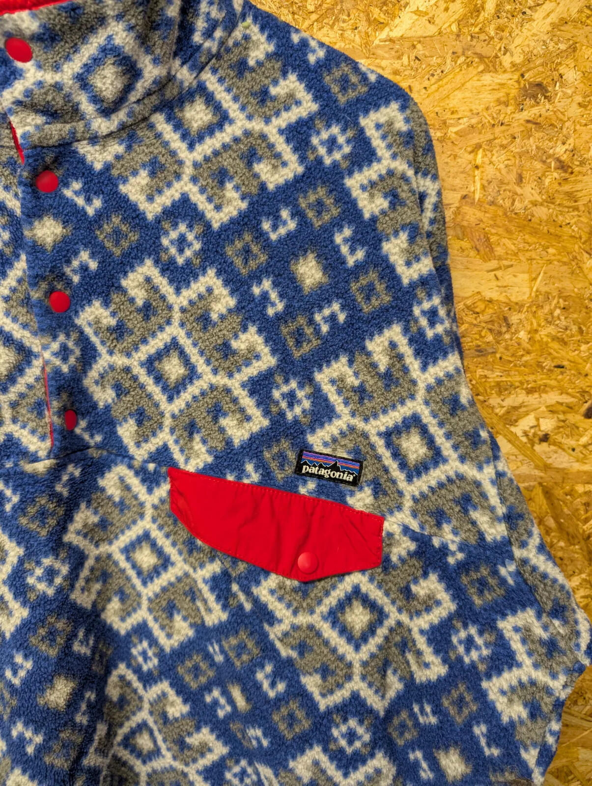 Patagonia Synchilla Fleece Pullover Men XL Snap-T Aztec Aurora Blue Pattern