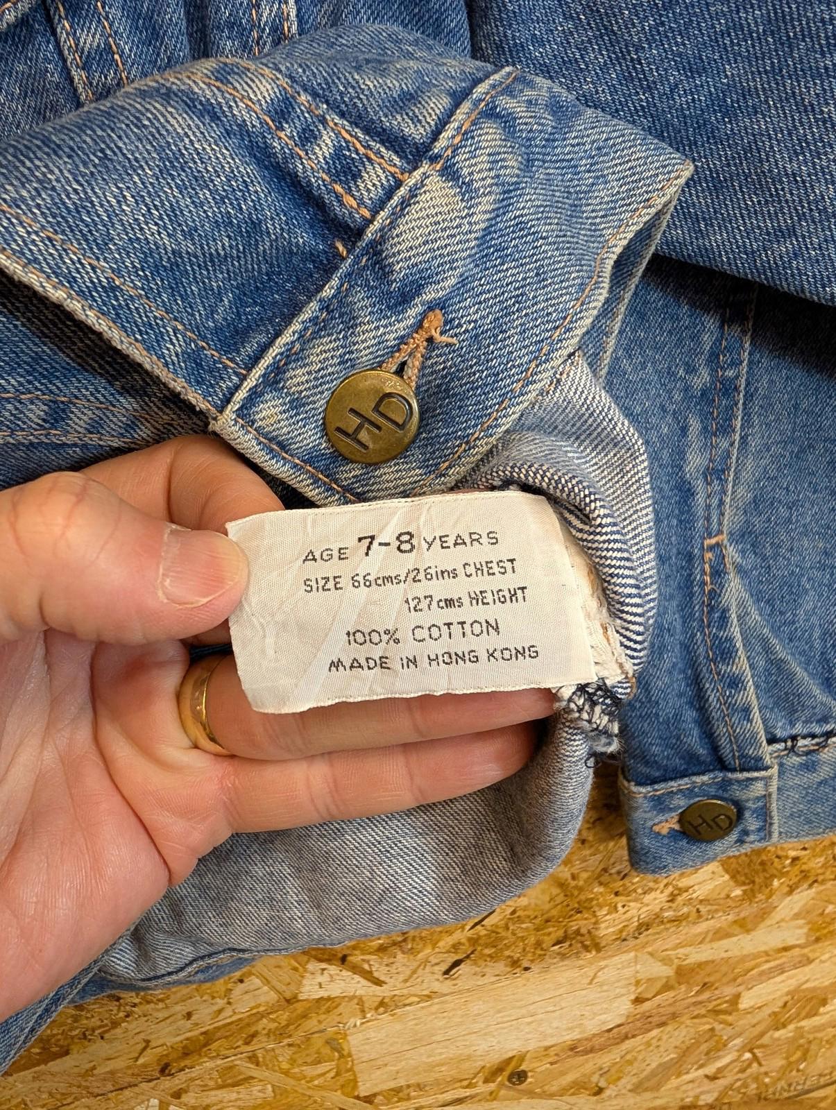 Harley Davidson Denim Jacket Boys Age 7-8 Vintage 90s Graphic Blue Cotton