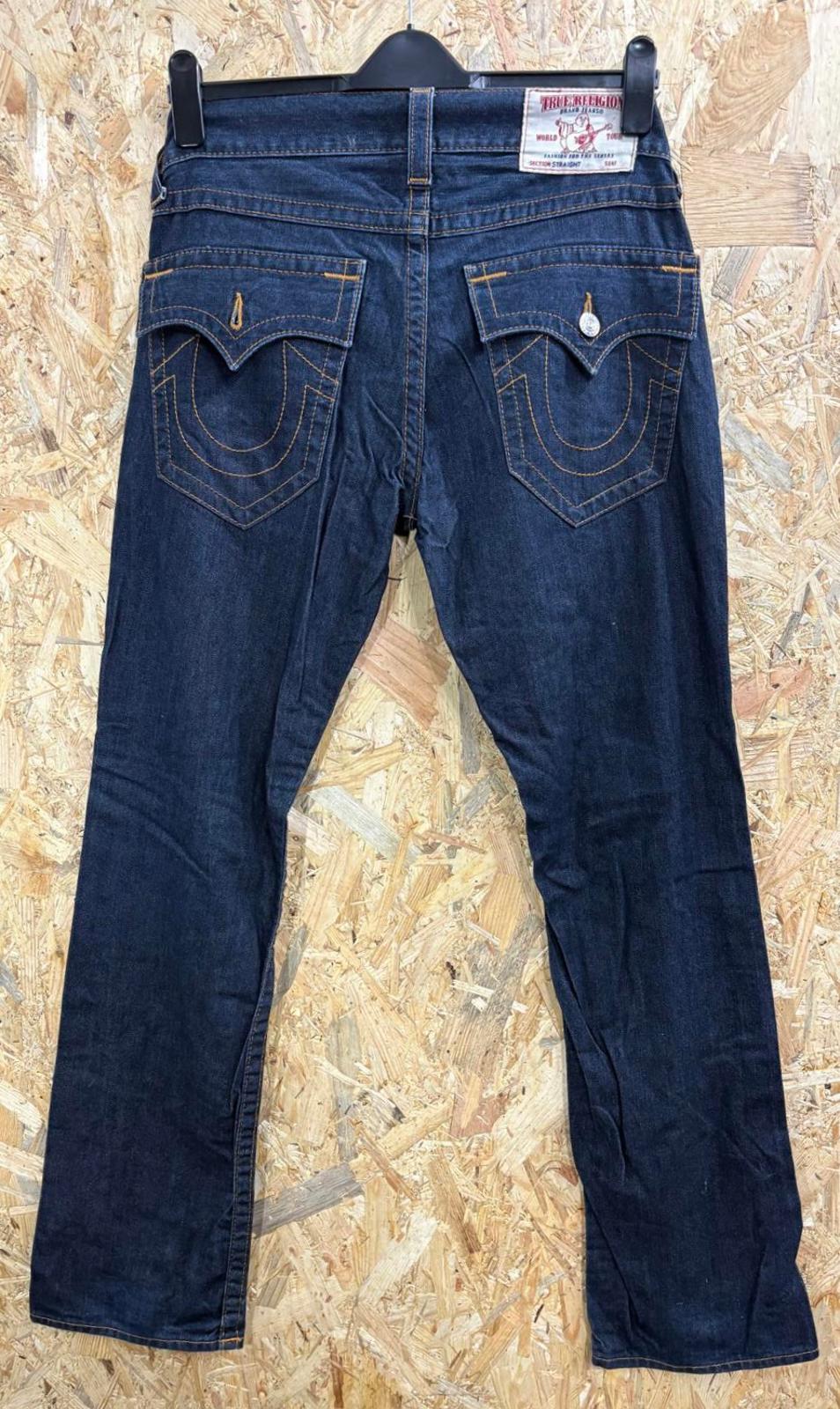 True Religion Jeans W31 L34 Men Straight Leg Navy Blue Denim Zip Fly