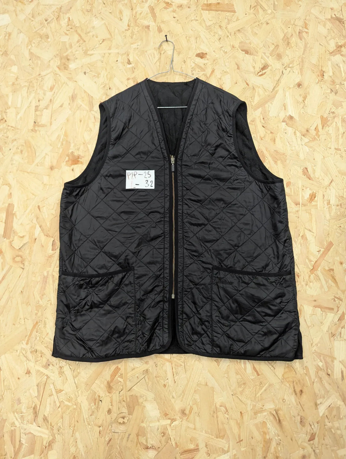 Barbour Gilet Vest Mens XL Black Polyamide Diamond Quilted Fleece Lined Polar