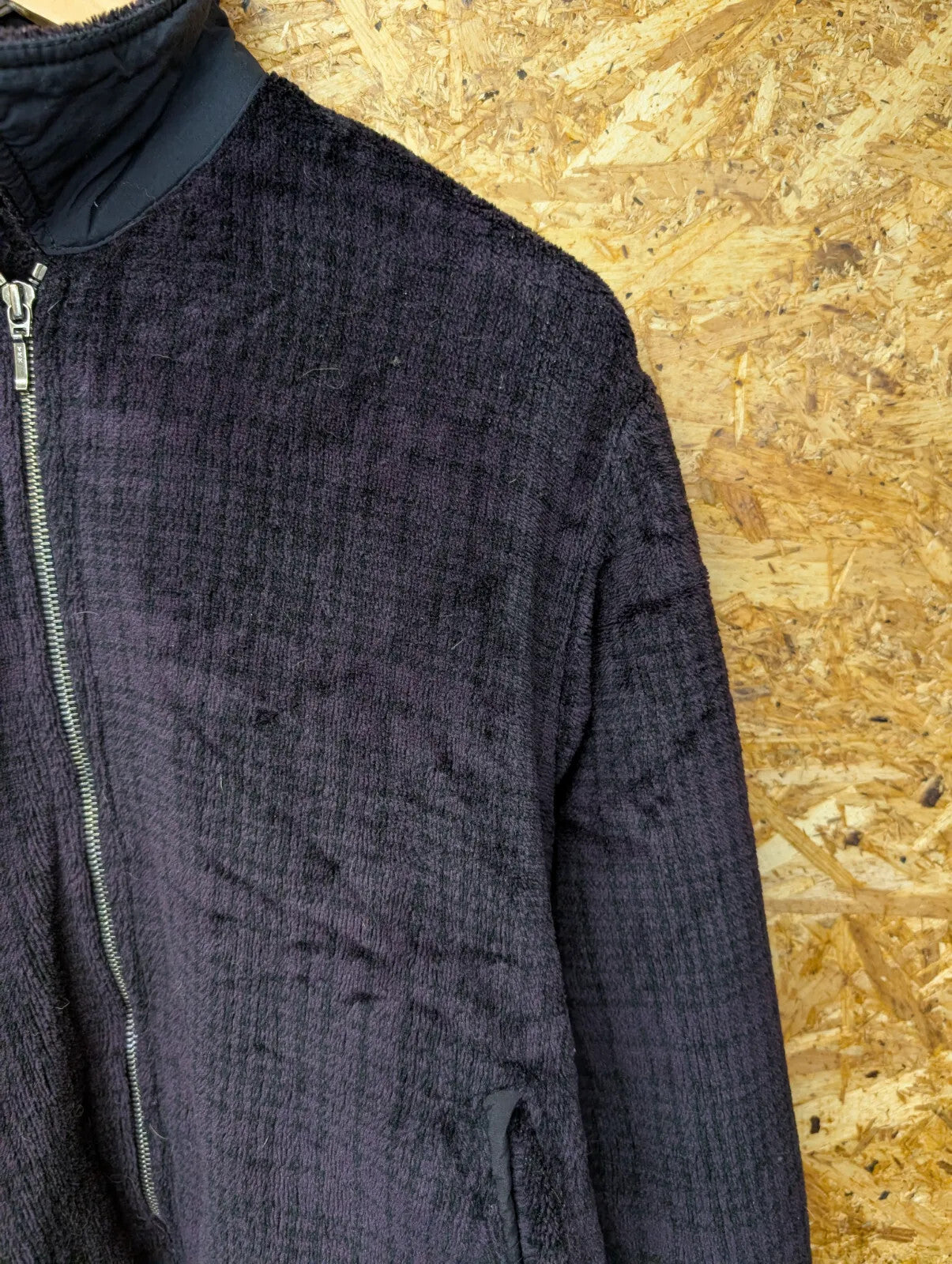 Patagonia Fleece Jacket Womens Medium Dark Purple Black Check Full Zip USA Made