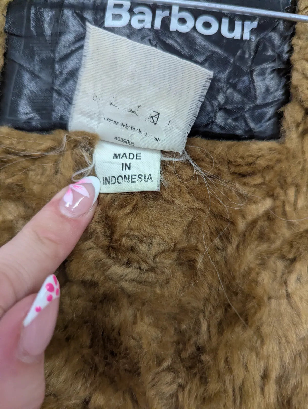 Barbour Vest Gilet Mens Large C42 Brown Warm Fleece Deep Pile Liner Waistcoat