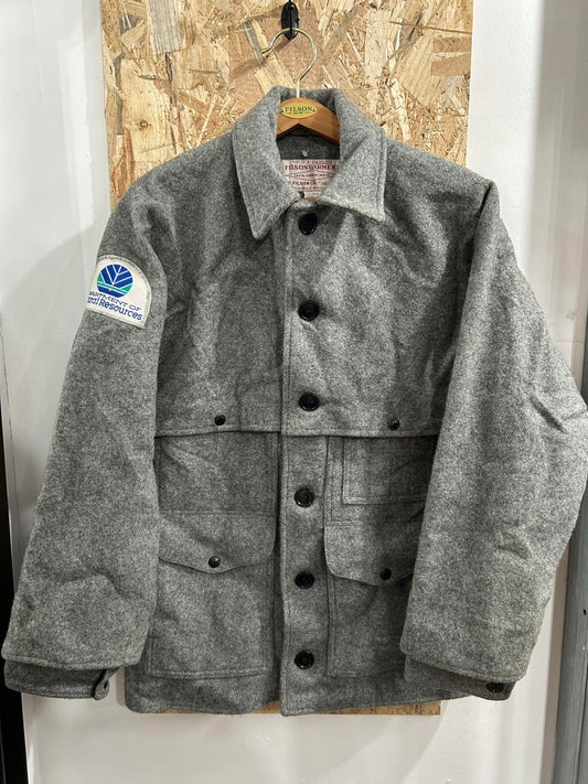 Filson Double Mackinaw Size Medium 40 Wool Jacket Heather Grey Made USA Lot 83