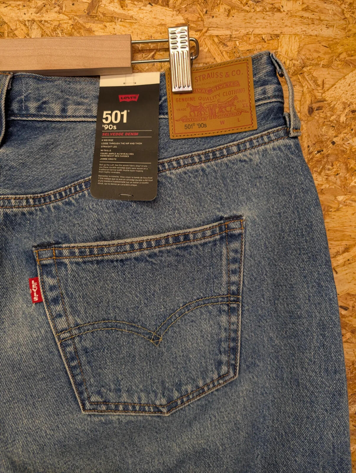 Levis 501 90s Jeans Mens W34 L30 Blue Distressed Denim Regular Straight Selvedge