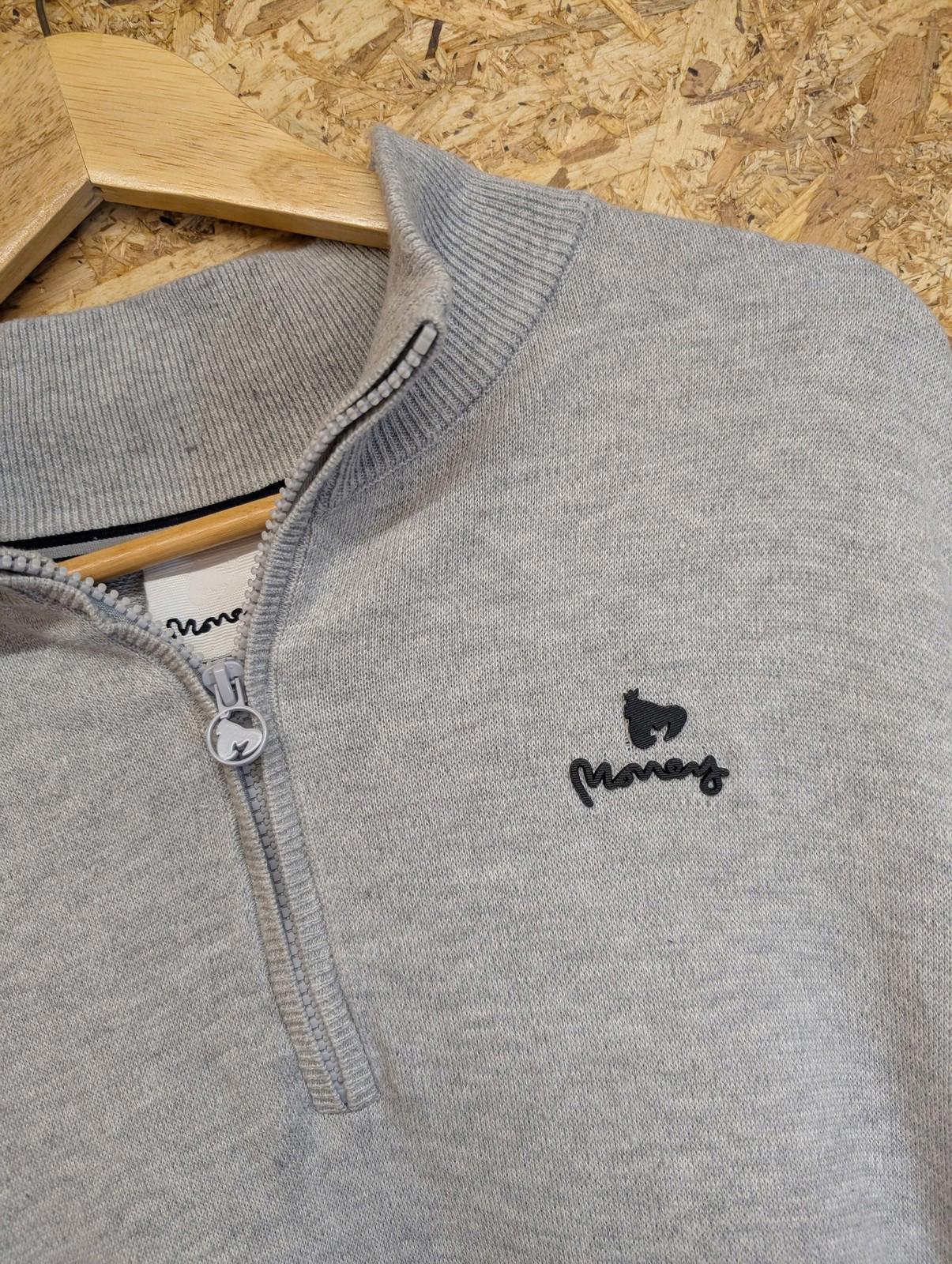 Money Clothing Ape Knit Jumper Mens XXL 1/4 Zip Cotton Grey Casual Collared