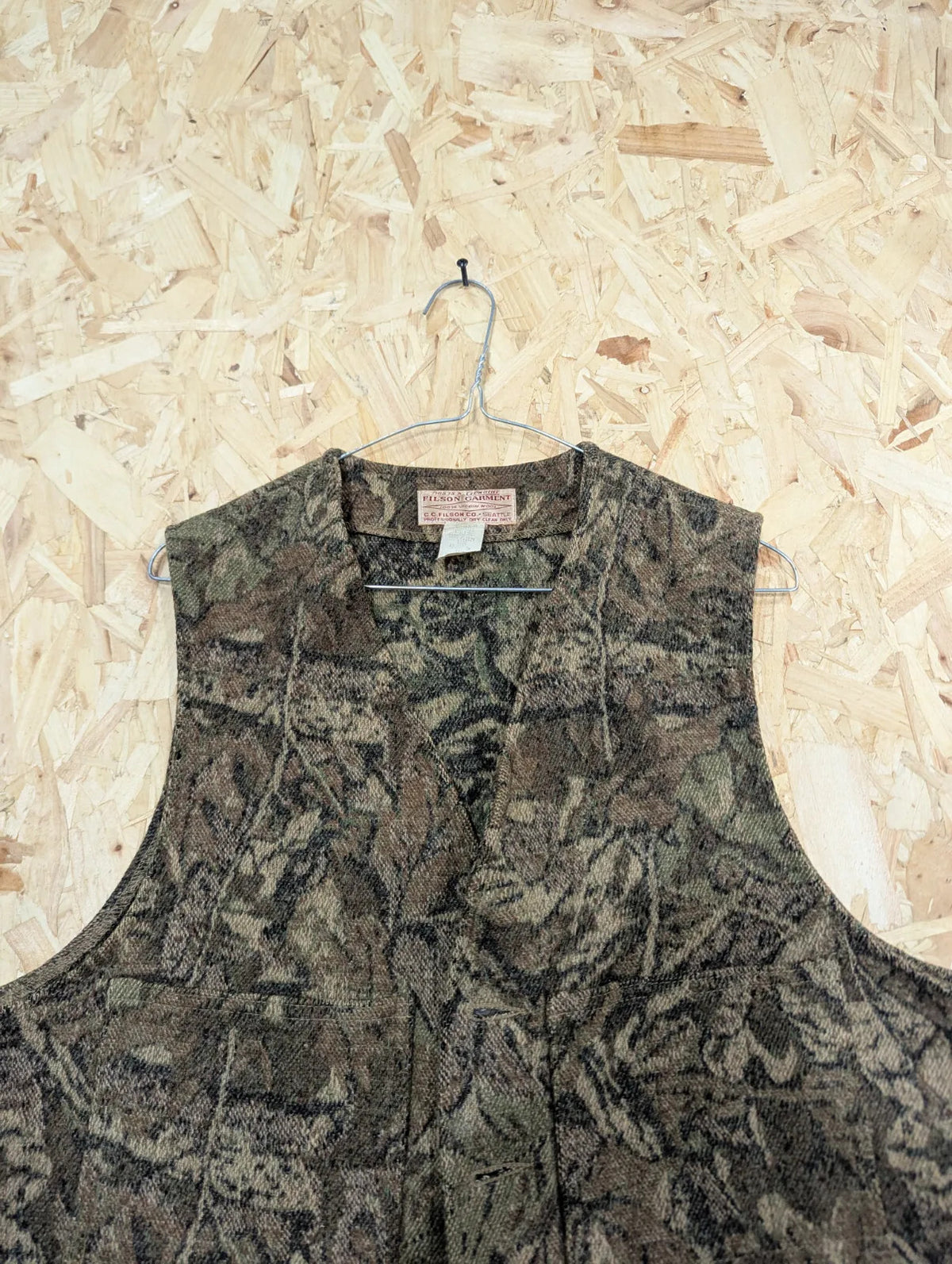 Filson Timber Camo Wool Vest Large Mackinaw USA Made Style 20 Tree Gilet Real