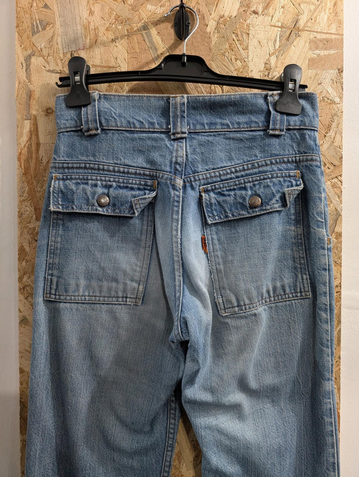 Levis Jeans Womens W26 L30 Cargo Pockets Denim Blue Casual Vintage 70s Orange