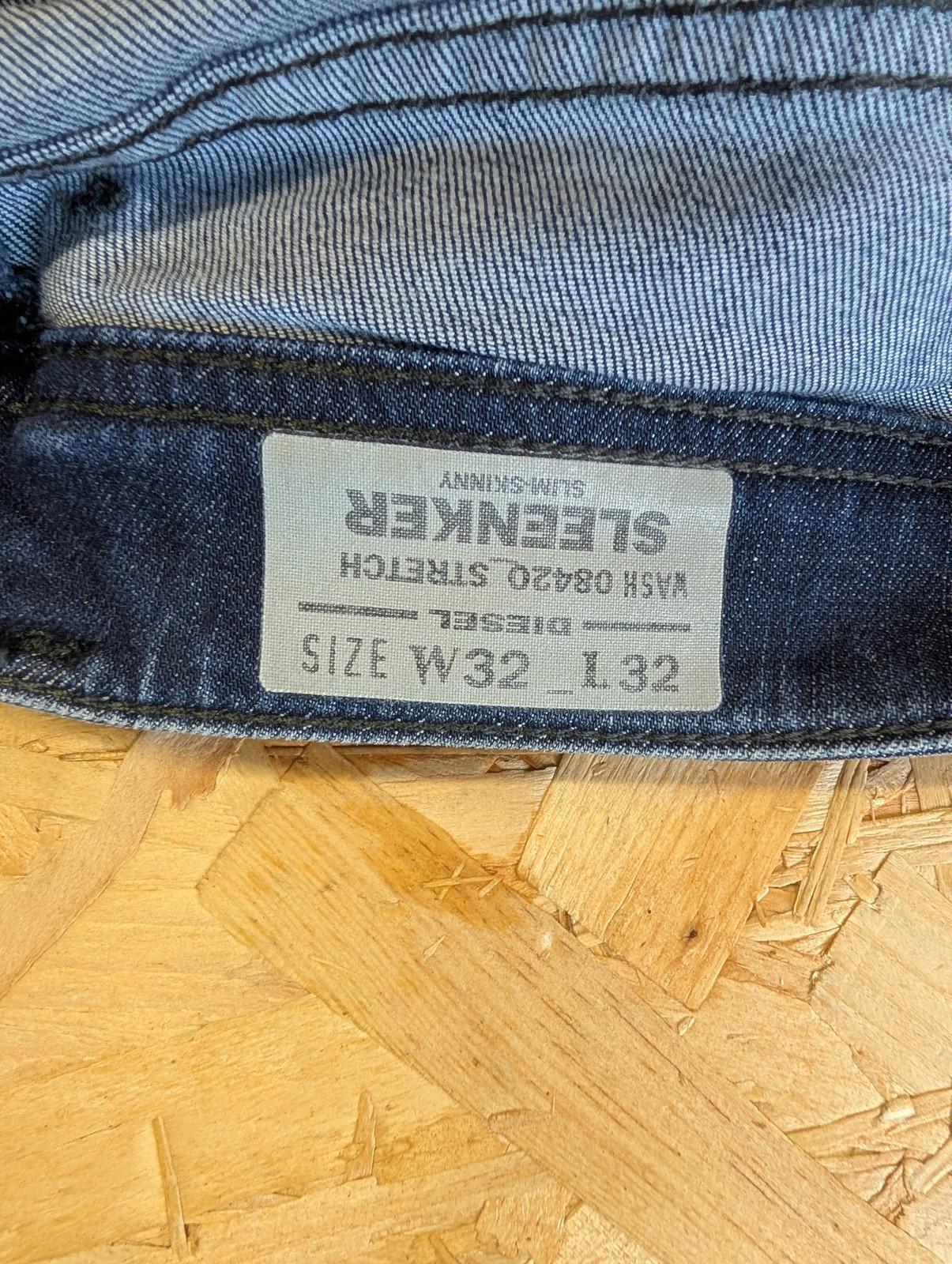 Diesel Sleenker Jeans W32 L32 Men Slim Dark Wash Navy Blue Indigo 08420 Skinny