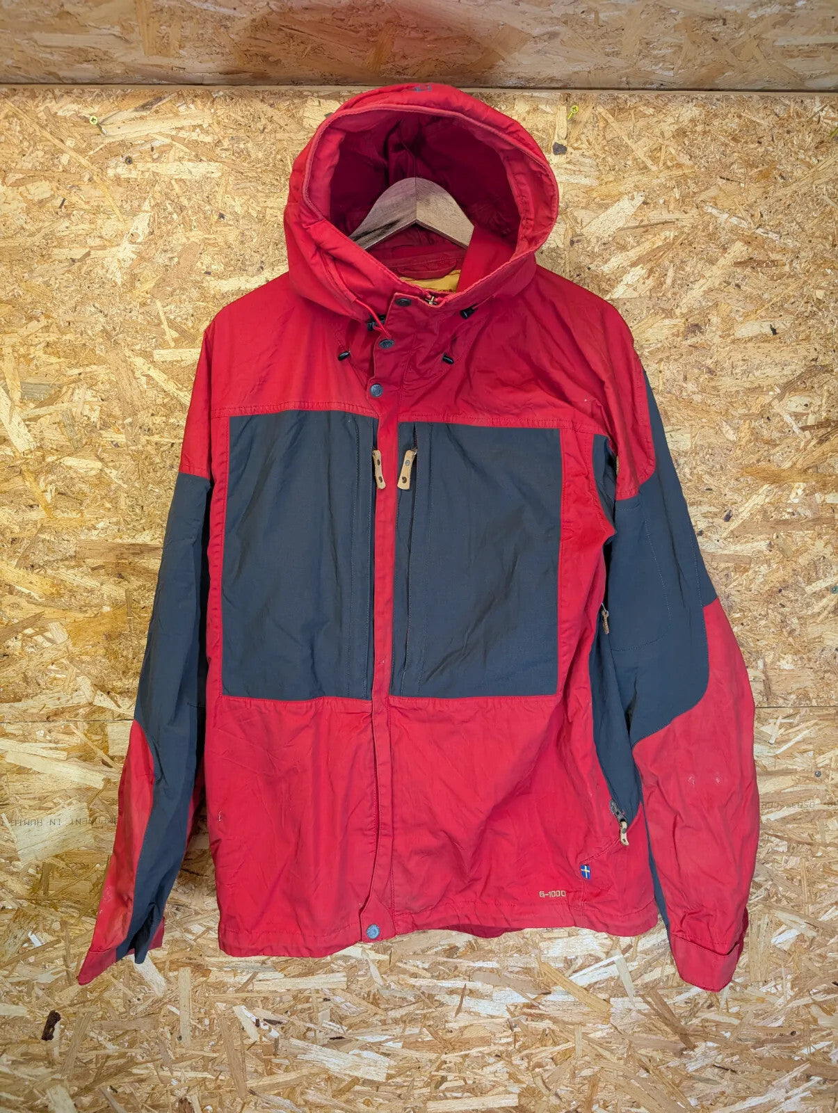 Fjallraven G1000 Keb Jacket Mens XL Red Black Greenland Wax Hiking Walking