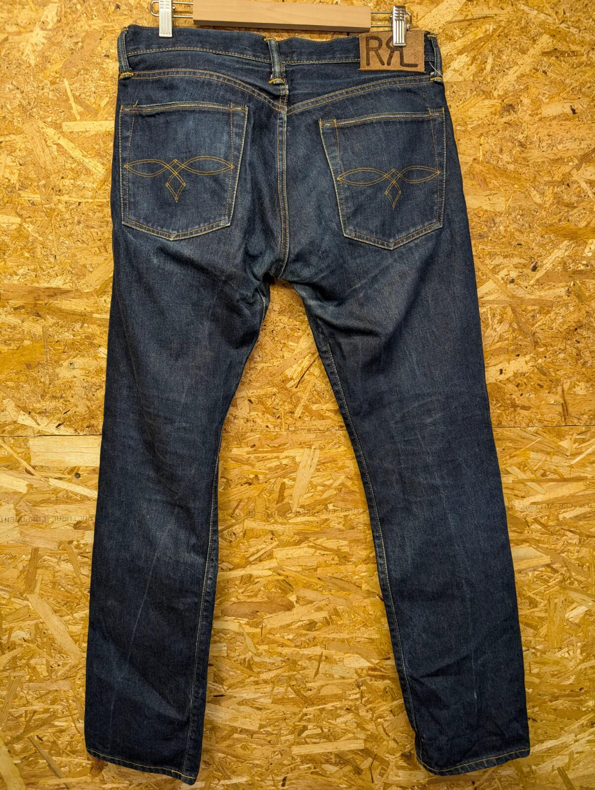 RRL Selvedge Jeans Mens W32 L32 Navy Blue Wash Denim Button Fly Straight Leg