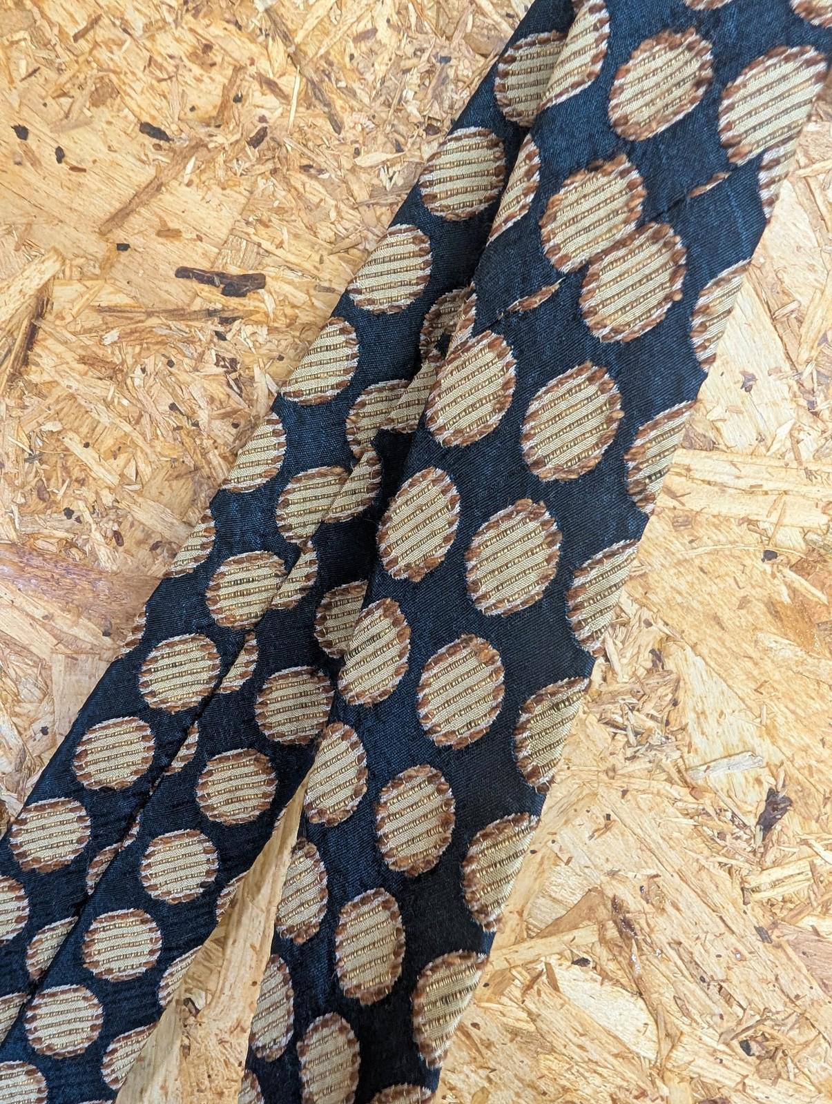Hugo Boss Mens Tie Polka Dot Pattern Silk Black Brown Classic 90s Vintage