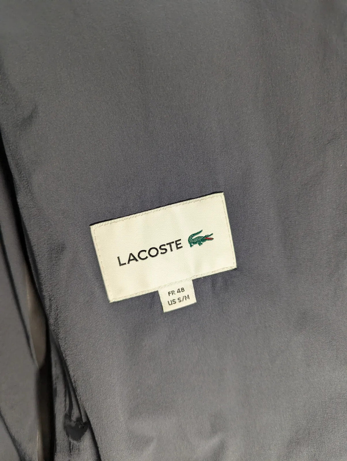 Lacoste Rain Jacket Mac Mens Medium Navy Snap Front Longline Lightweight Trench