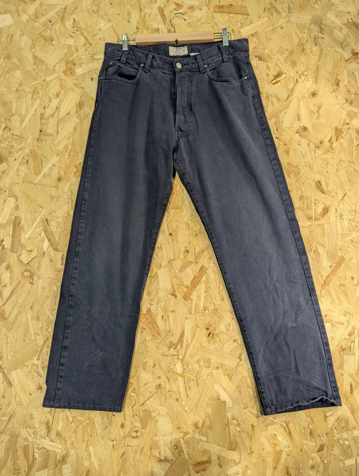 Vintage 90s Armani Jeans Mens W34 L31 Navy Blue Soft Denim Straight Leg Button