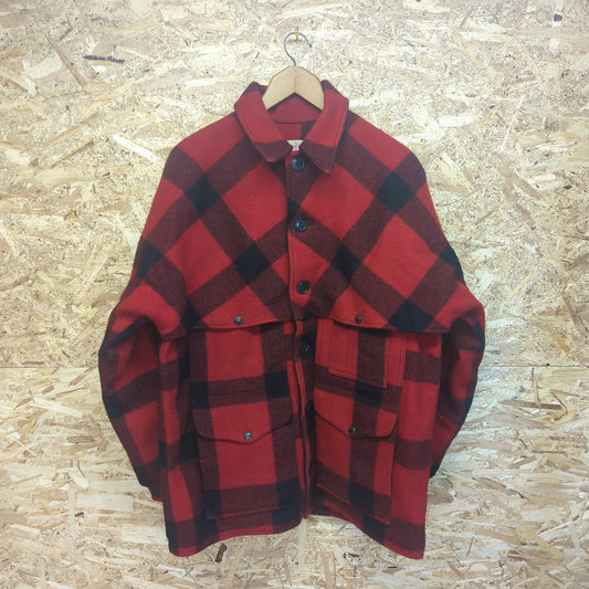 Filson Buffalo Plaid Red Black Lot 83 Double Mackinaw Wool Jacket Vintage 44 XL