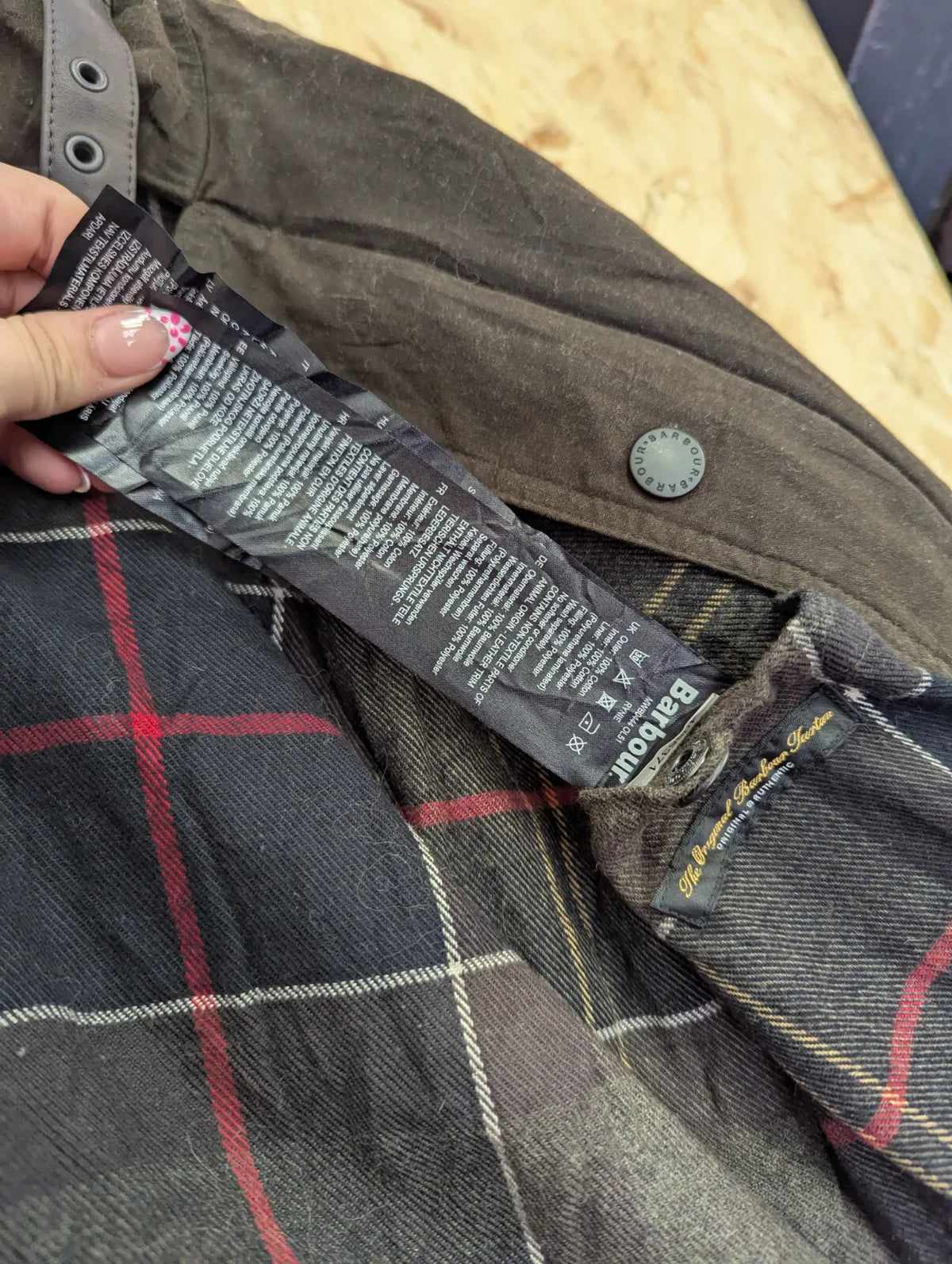 Barbour Rynie Wax Jacket Mens Medium Brown Tartan Waterproof Padded Insulated