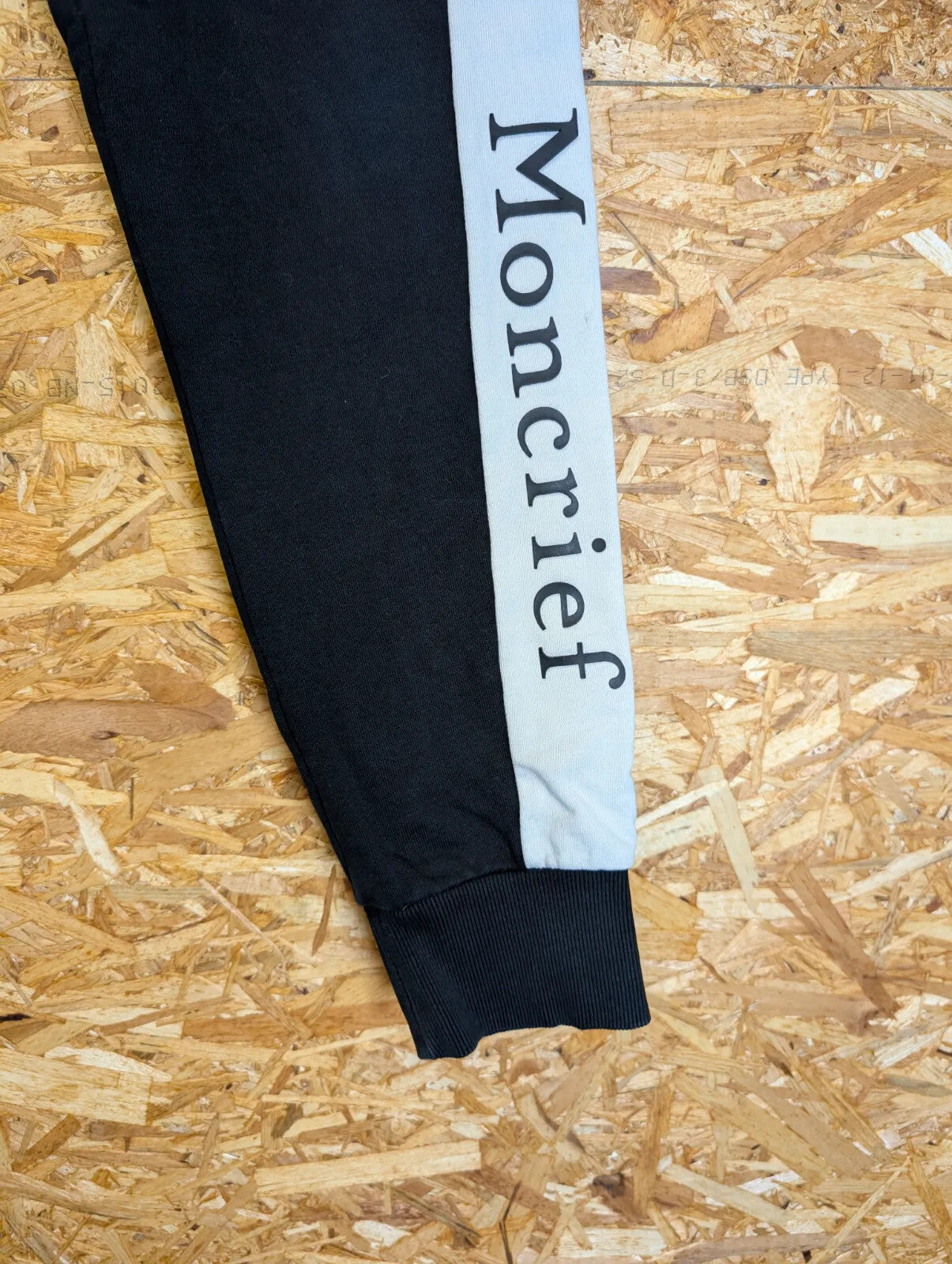 Moncrief London Joggers W32 W34 Black White Cotton Stripe Logo Zip Pocket Cuffed