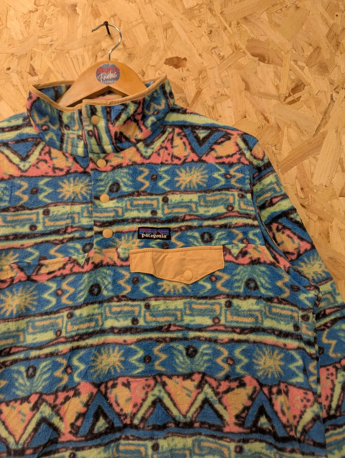 Patagonia Synchilla Fleece Womens Large Blue High Hopes Geo Salamander Pattern