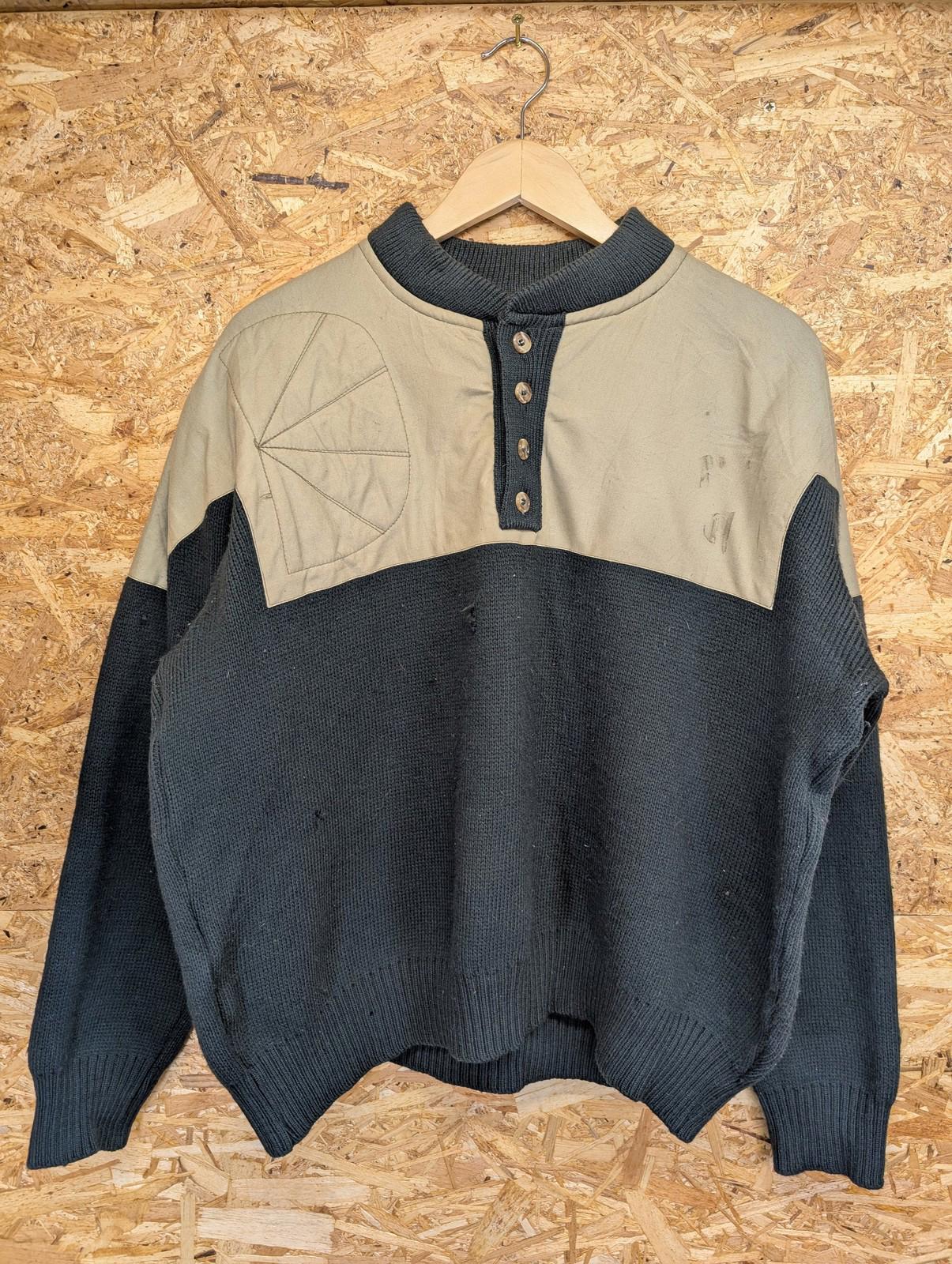 Filson Henley Guide Jumper Medium Men Green Beige Wool Tin Cloth Sweater 711 USA