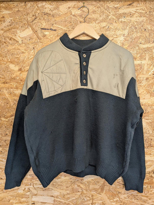 Filson Henley Guide Jumper Medium Men Green Beige Wool Tin Cloth Sweater 711 USA