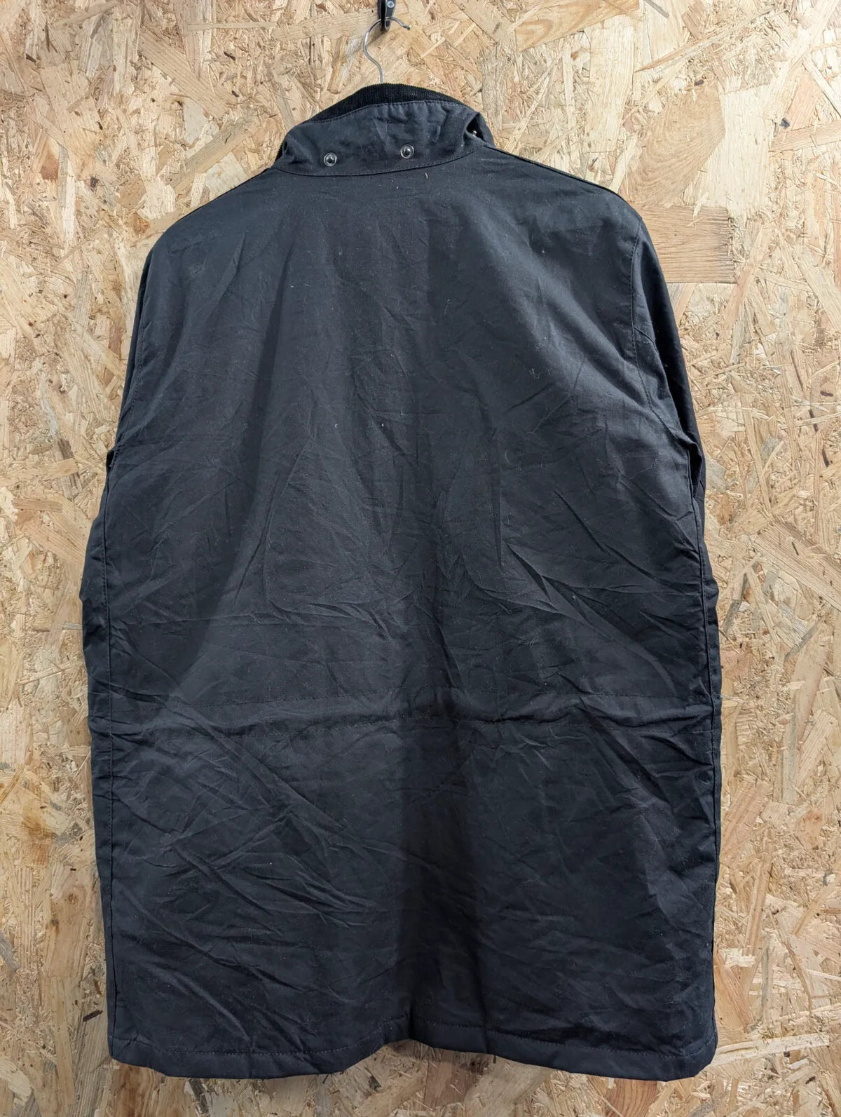 Barbour Gailey Wax Jacket Men Medium Navy Blue Waxed Cotton Padded Cord Collar