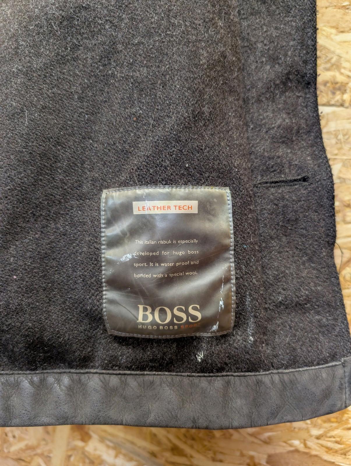 Hugo Boss Vintage Jacket Large 42 Men EU 52 Leather Nubuck Brown Wool Lined Coat