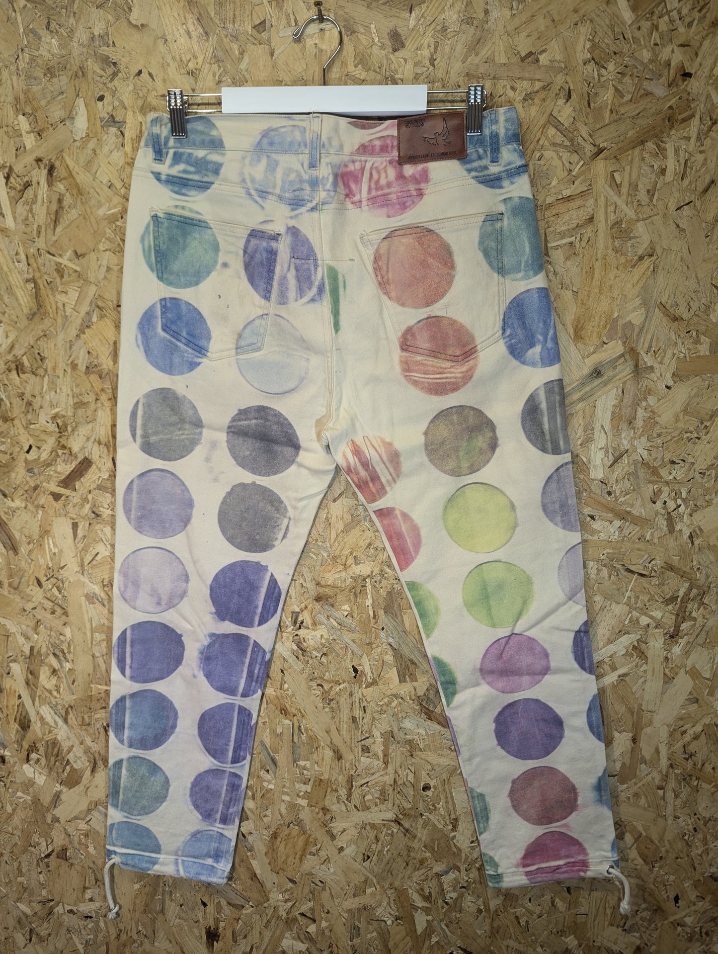 KidSuper Polka Dot Cream Multicoloured Jeans Drawstring W34 L32 L34