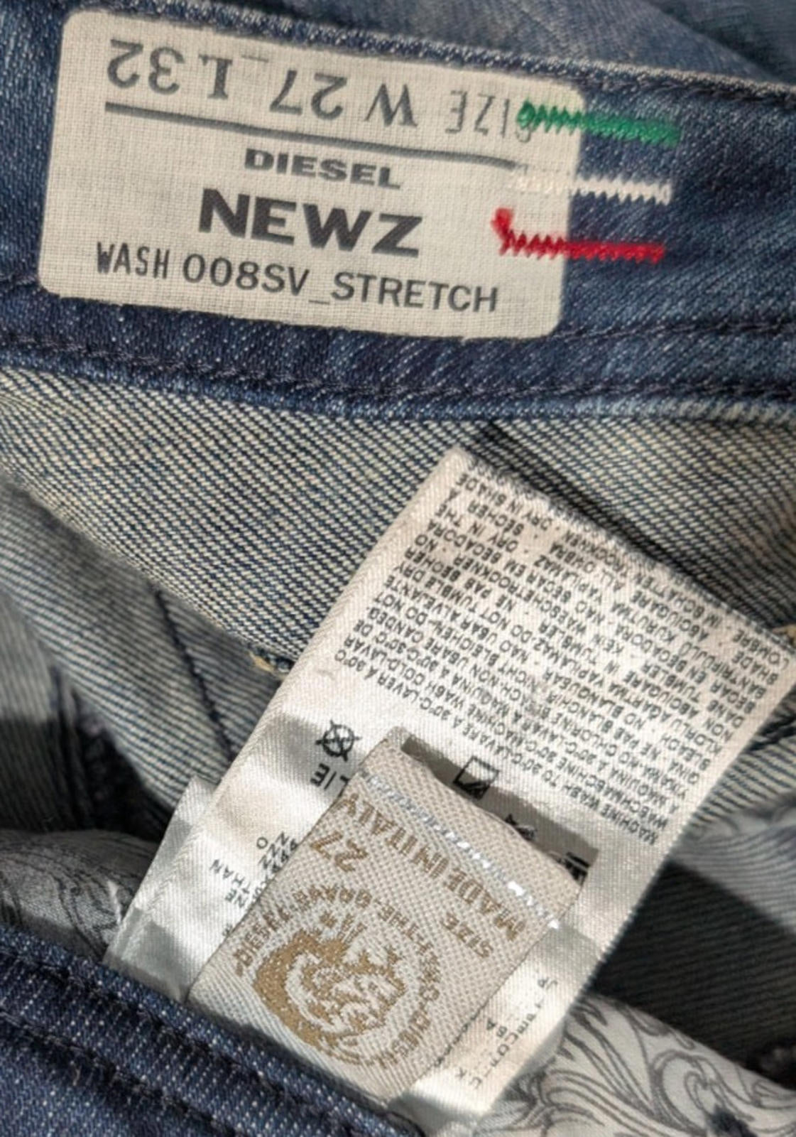 Diesel Newz Jeans W27 L32 Low Rise Women Distressed Blue 008SV Y2K
