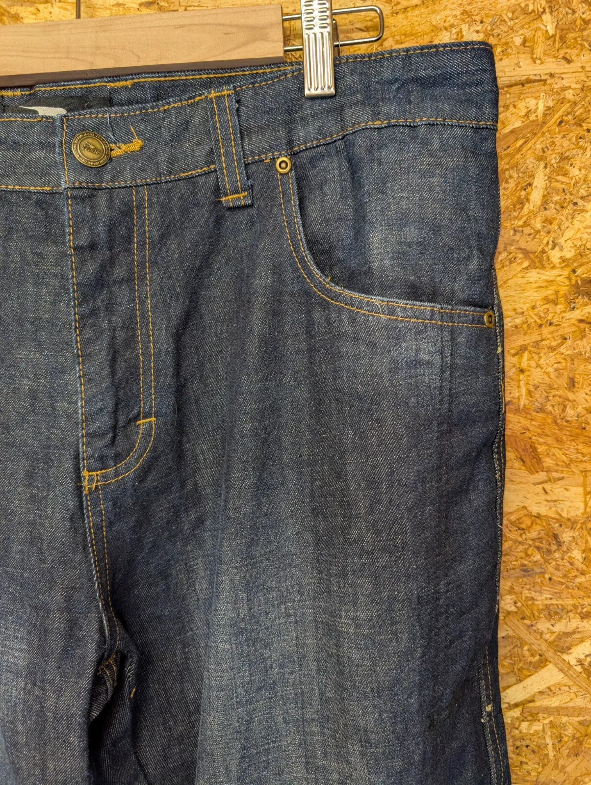 Crane Motorcycle Jeans Mens W36 L34 Dark Blue Wash Denim Zip Fly Bike