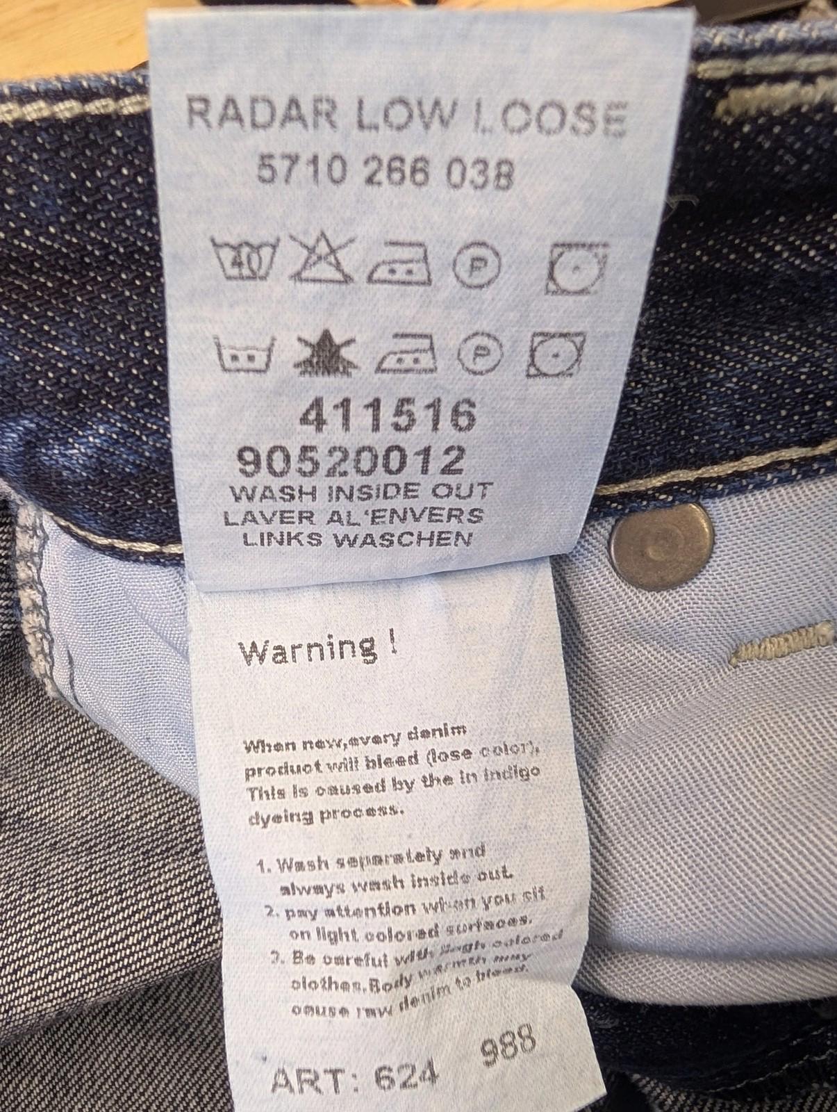 G-Star Radar Low Loose Jeans W34 L32 Men Straight Leg Denim Blue Italy Made