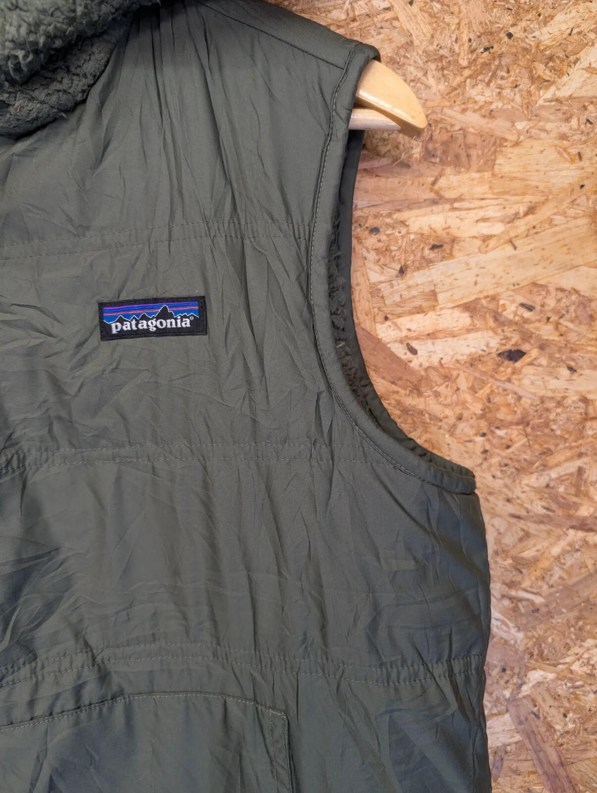 Patagonia Gilet Fleece Vest Women M Green Reversible Hooded Full Zip Fleece