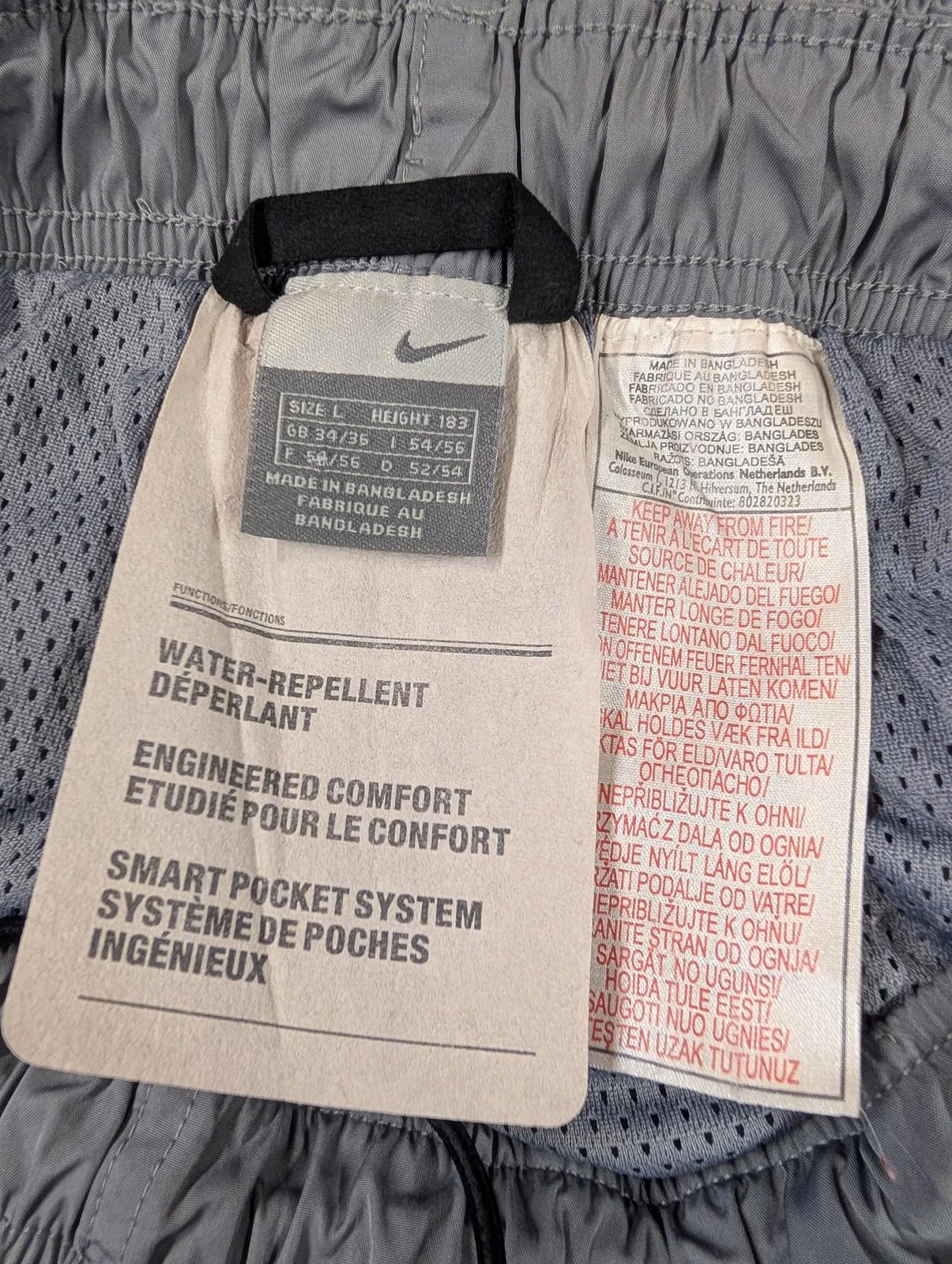 Nike Vintage 90s Track Pants Men Large Water-Repellent Grey Oversized Baggy