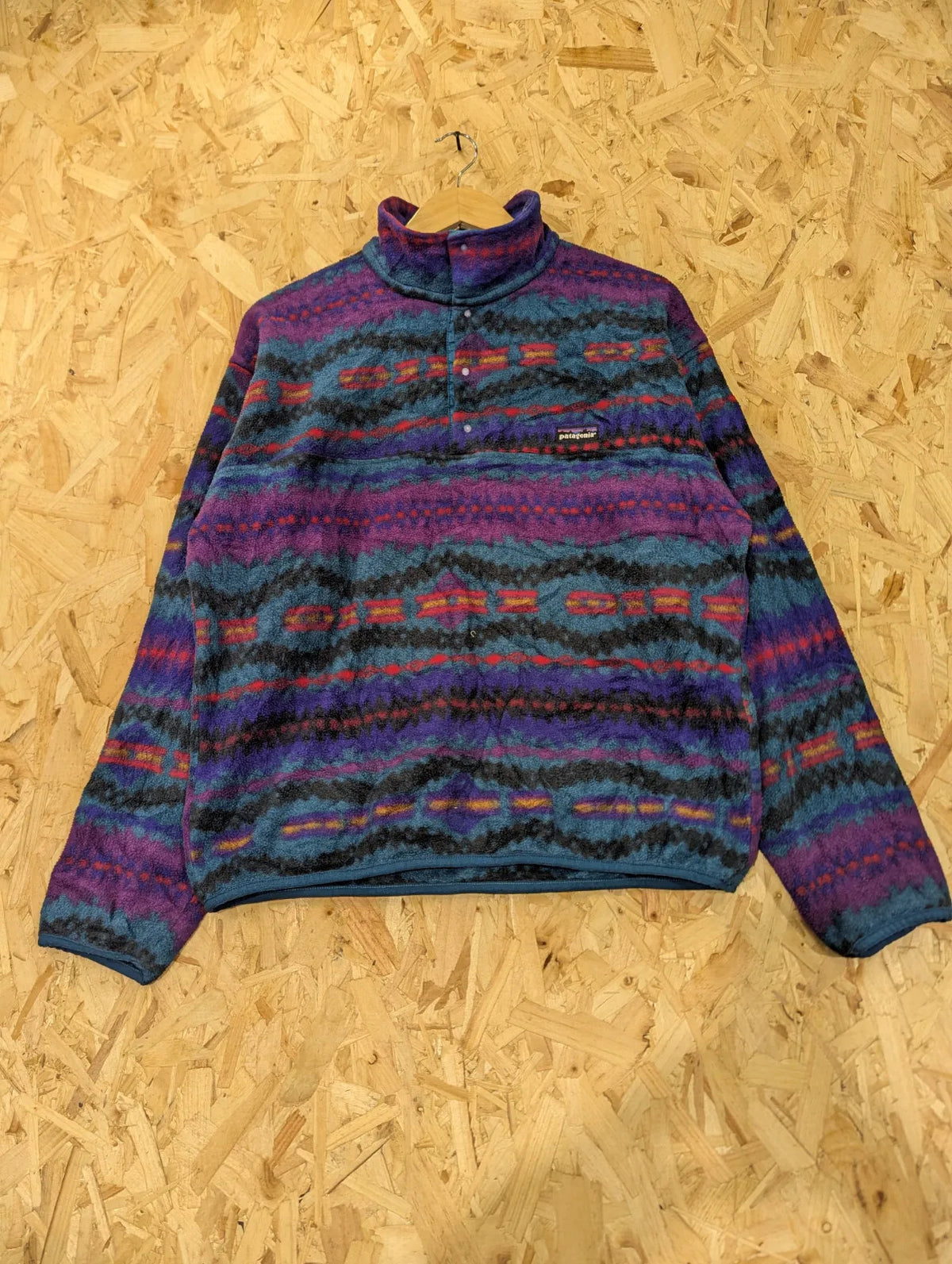 Vintage Patagonia Sacagawea Fleece Men Medium Fleece Geometric Snap-T USA 90s