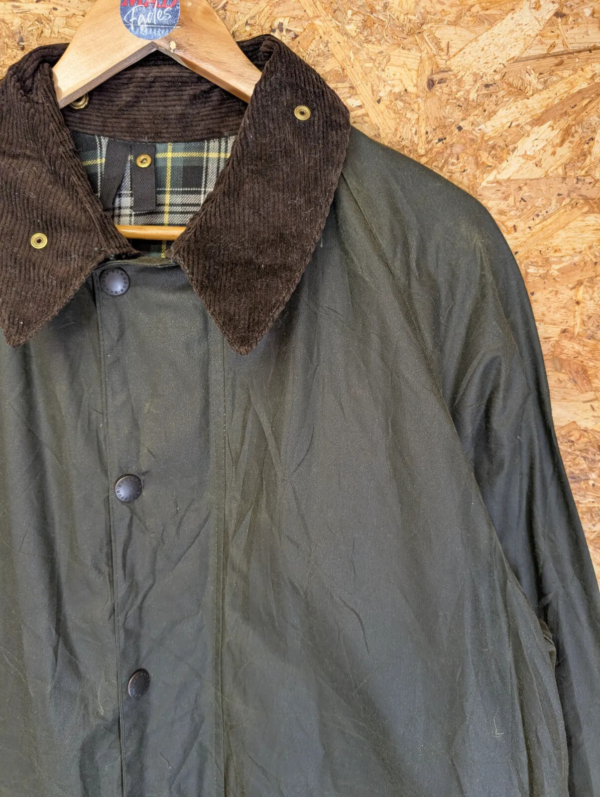 Vintage Barbour Gamefair Wax Jacket Large C42 107cm Olive Green A123 Cotton 80s