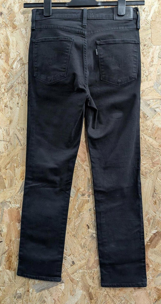 Levis 724 High Rise Straight Jeans W29 L28 Women Black Slim Zip Premium Big E